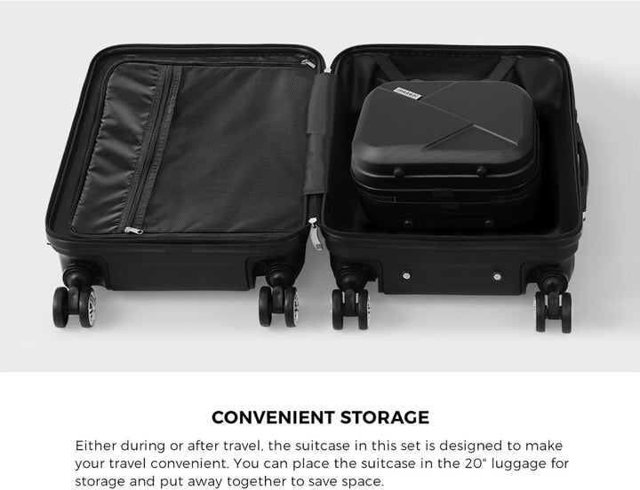Robust ABS hard shell luggage set, 2 pieces, with multi-directional spinner wheels & TSA lock.