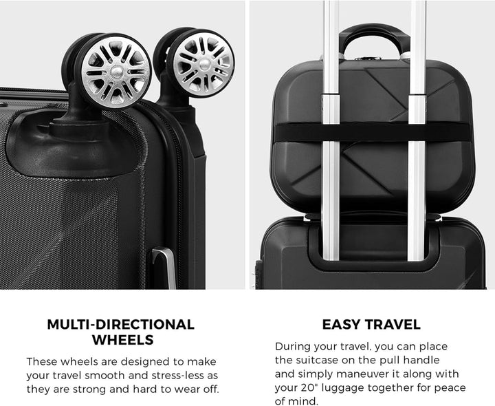Convenient 2-piece travel bags: hard shell, easy-glide spinner wheels, and secure TSA lock.