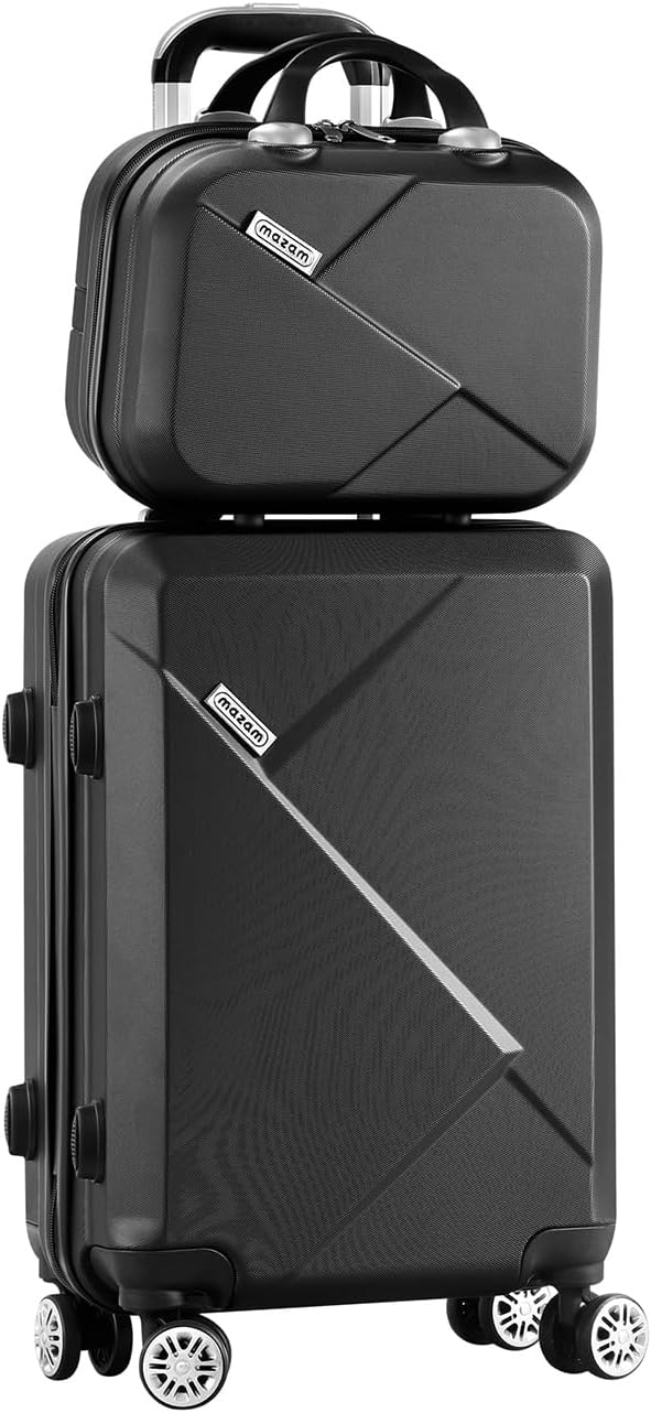 Modern 2-piece ABS hard shell luggage set, featuring 360° spinner wheels & a TSA combination lock.