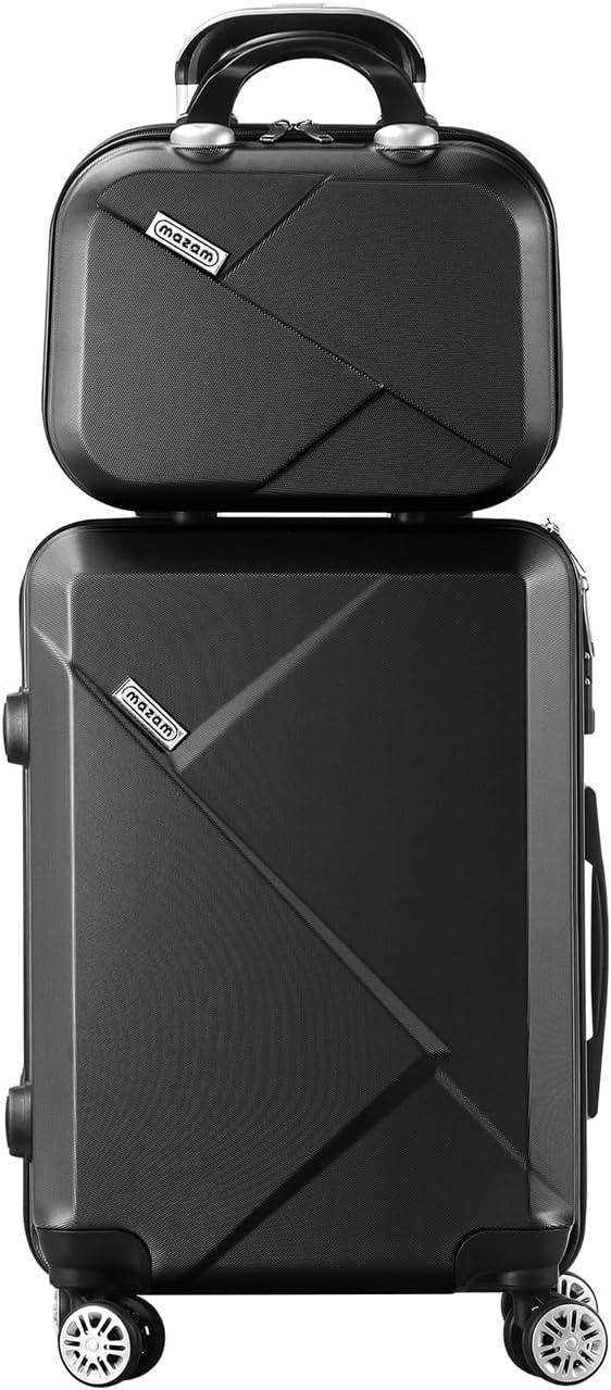Travelers' hard shell luggage set with spinner wheels & TSA lock for worry-free weekend trips.