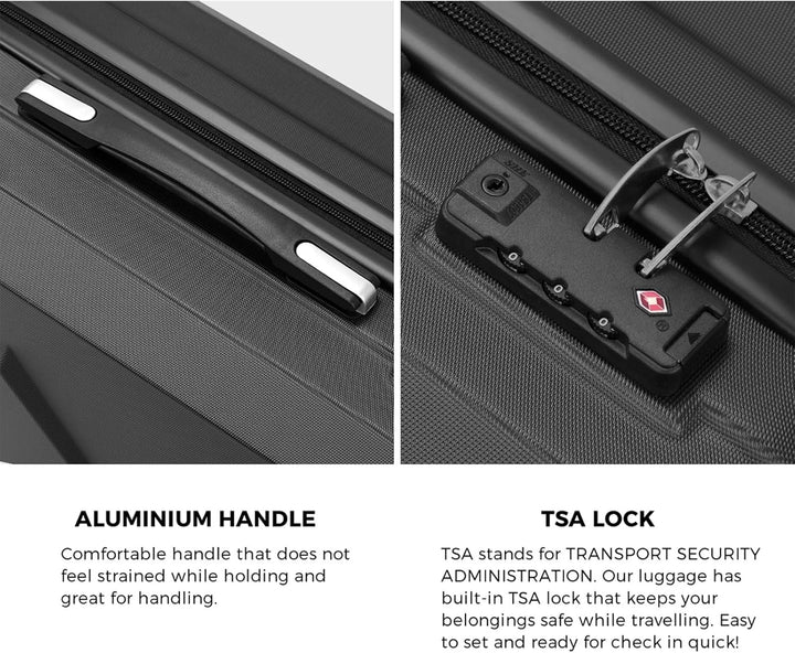 Vacation essentials: 2-piece hard shell luggage set with smooth spinner wheels & TSA security.