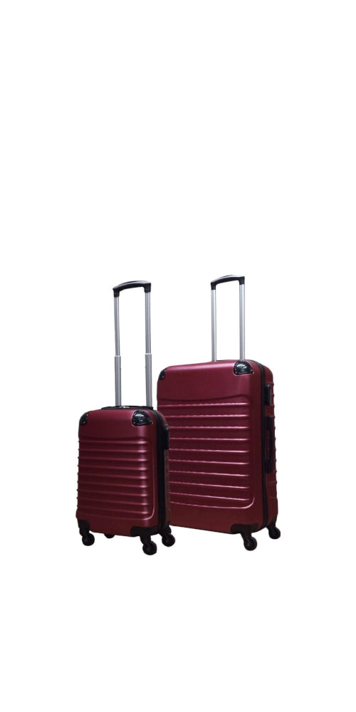 2-piece black hard shell luggage set. Durable spinner suitcases for easy travel: carry-on & checked bag.