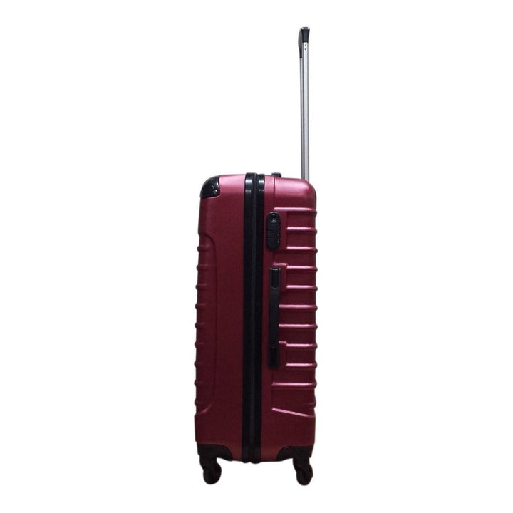 Convenient 2-piece black hardshell luggage set with spinner wheels. Includes carry-on and large checked suitcase.