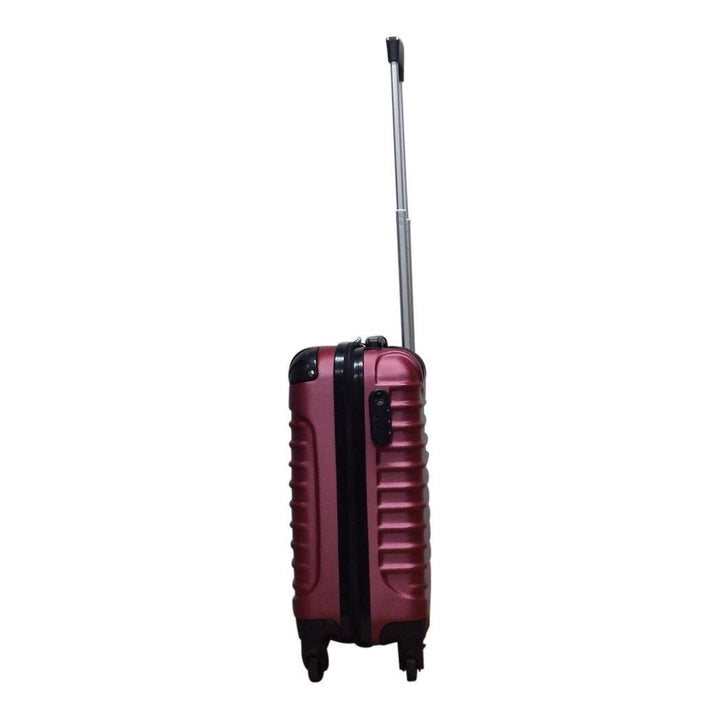 Black hardshell 2-piece luggage set: spinner carry-on and checked bag. Perfect for all your travel needs.