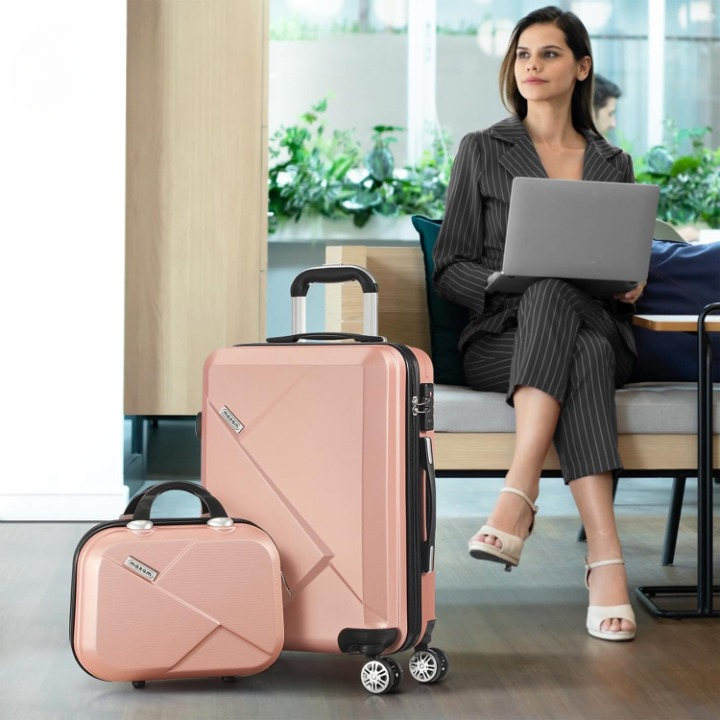 2-piece carry-on luggage set with durable hard shell & smooth spinner wheels for easy travel.