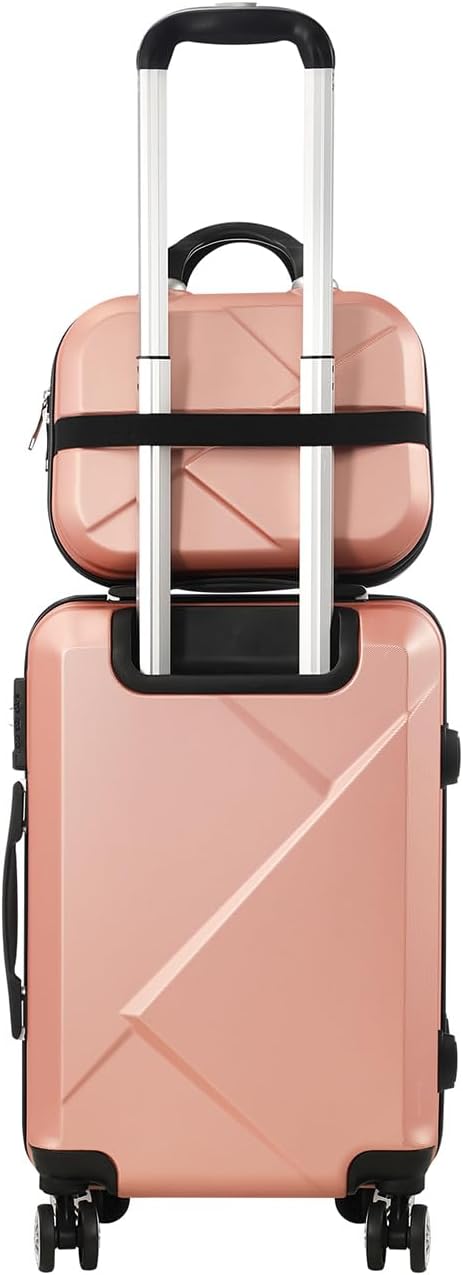 Secure 2-piece carry-on set with hard shell & smooth spinner wheels, ensuring a hassle-free journey.