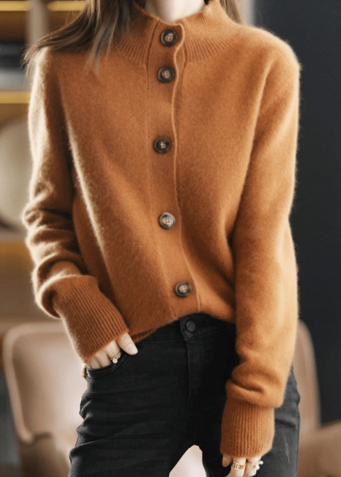 Women's classic button cardigan, a comfortable and timeless knitwear.
