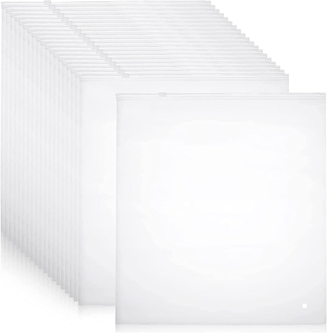 20-pack frosted zip storage bags for versatile home organization & clothing protection.