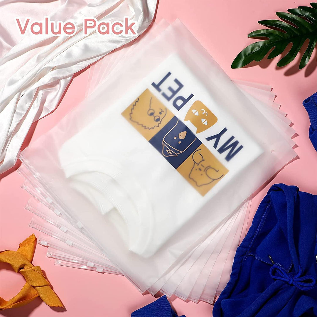 Frosted garment sleeves, 20-pack, ideal for protecting clothing & organizing wardrobes.