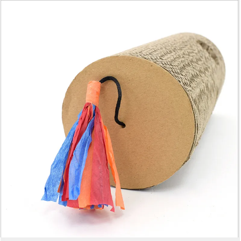 Durable cardboard cat scratcher roll; an interactive toy & claw care solution. Keeps cats entertained & furniture safe.