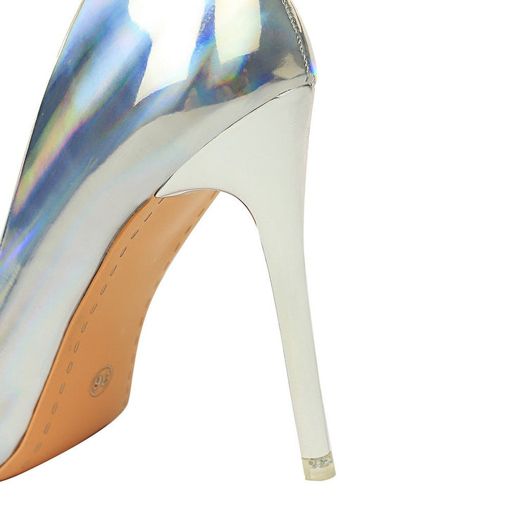 Stylish nude women's high heel pumps, pointed toe, ideal for evening wear & fashion.