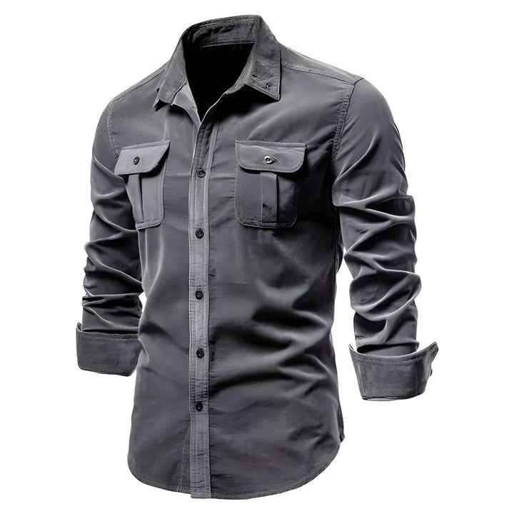 New men's tailored fit long-sleeve button-down shirt for casual everyday and business casual fashion.