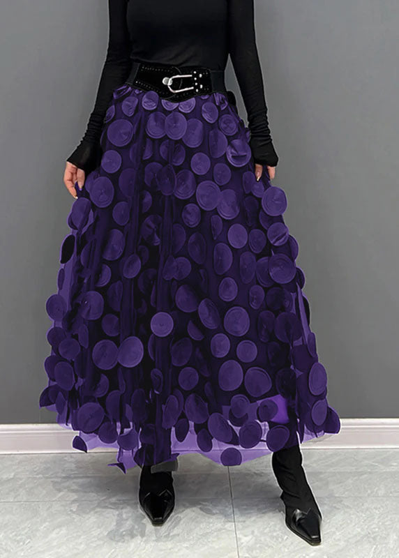 Women's elegant polka dot patchwork maxi skirt, a chic choice for party wear and special events.