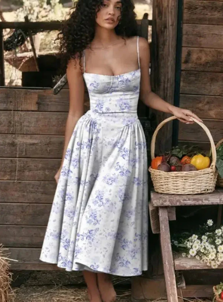 Simple yet chic women's casual V-neck midi dress. Comfortable and flowy, great for warm summer weather.