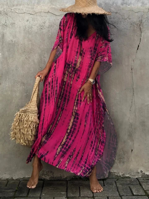 Versatile women's caftan maxi dress for casual daywear to elegant evening resort style.