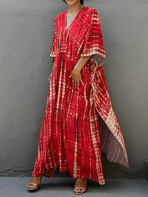 Loose fit women's flowy caftan maxi dress, ideal for casual summer comfort & relaxation.