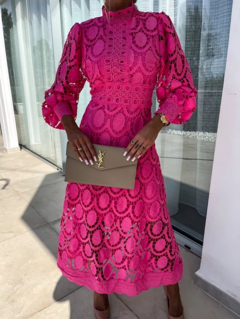 Stylish women's party dress with elegant long sleeves. A beautiful formal evening gown for special events.