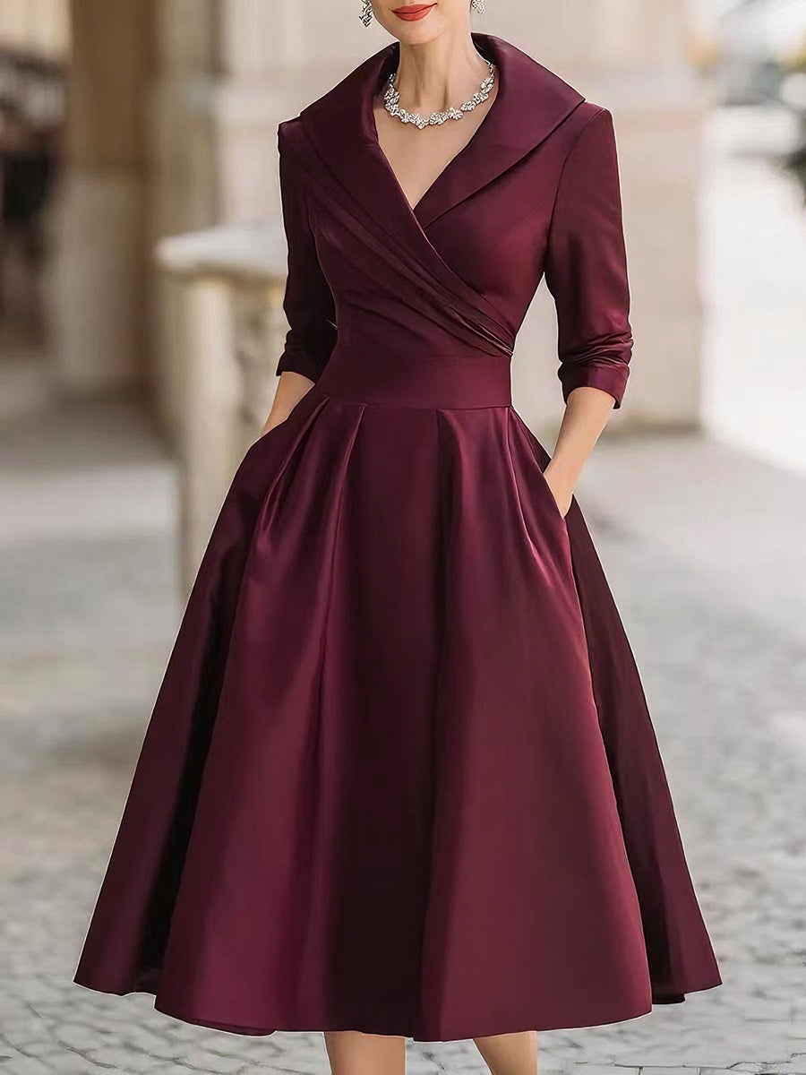 Stylish ladies A-line midi dress, ideal for semi-formal parties & elegant evening events.
