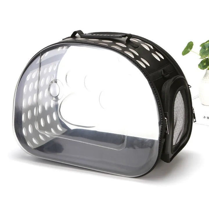 Stylish pet travel bag with viewing window, excellent for car journeys. A portable dog & cat carrier.