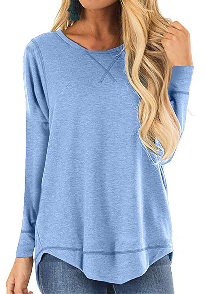 Loose fit women's casual long sleeve shirt, super comfortable with stylish side slits for any day.