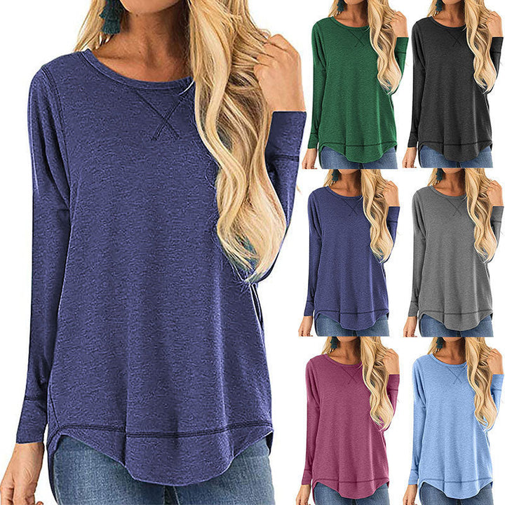 Women's casual long sleeve shirt with stylish side slits for comfortable everyday wear.