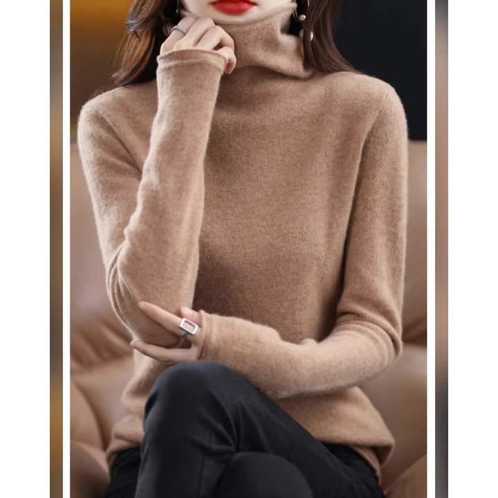 Warm women's sweater. Soft roll neck, long sleeves, ideal for cozy winter fashion.