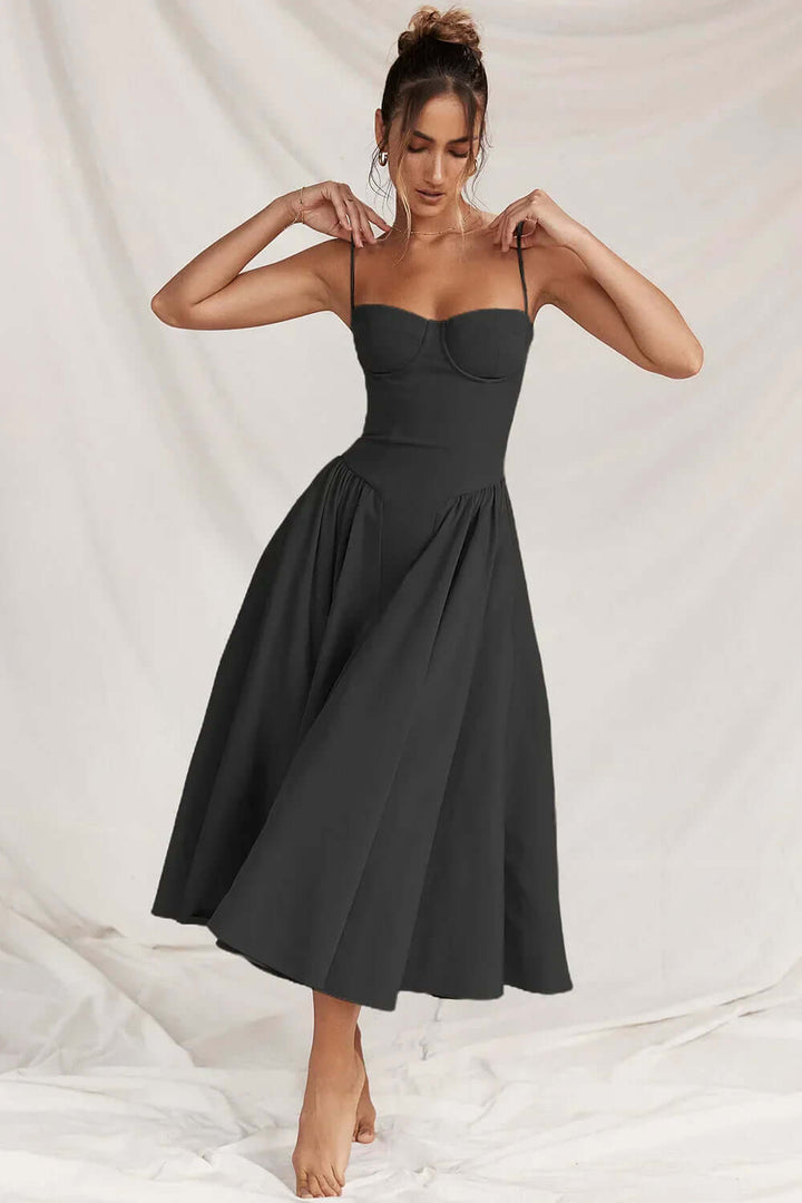 Women's Sleeveless Corset Fit Midi Dress