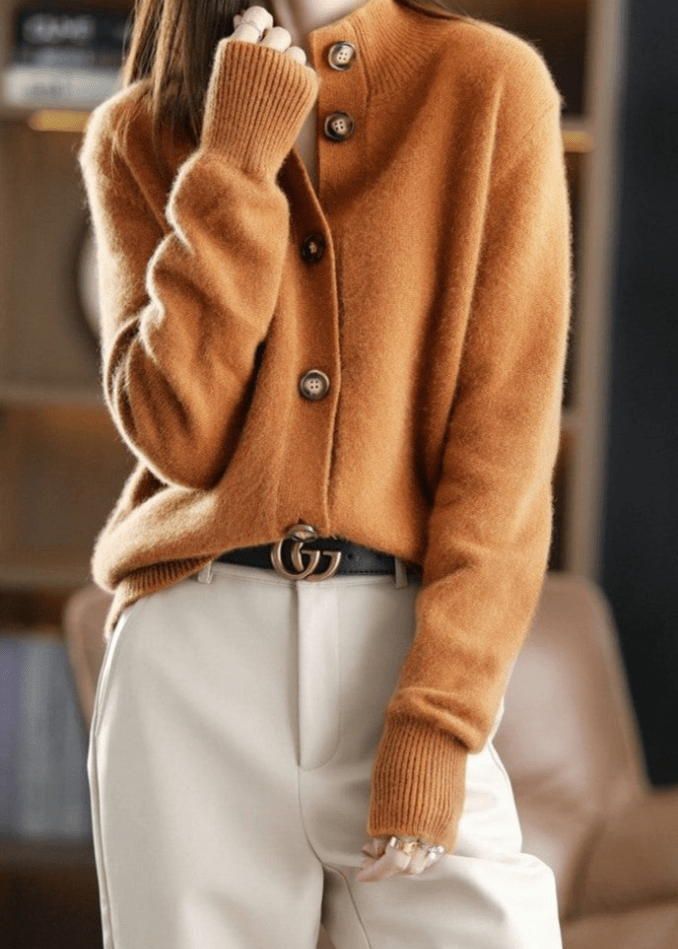 Versatile elegant button sweater, a chic women's layering piece.