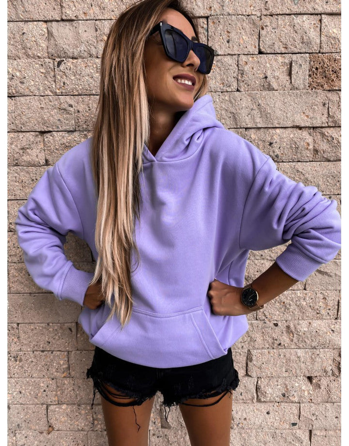 Chic women's relaxed fit pullover hoodie, ideal casual wear for comfortable everyday style.