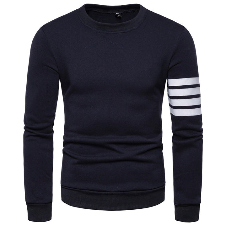Sporty men's striped sweatshirt, a comfortable & modern top for active or casual wear.