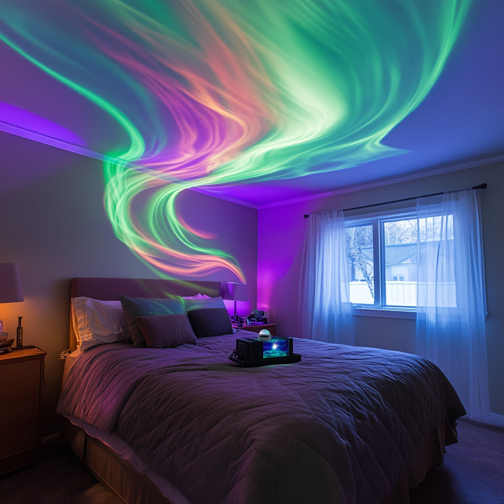 Versatile star projector for a captivating light show, ideal as a night light or party accent, USB powered.