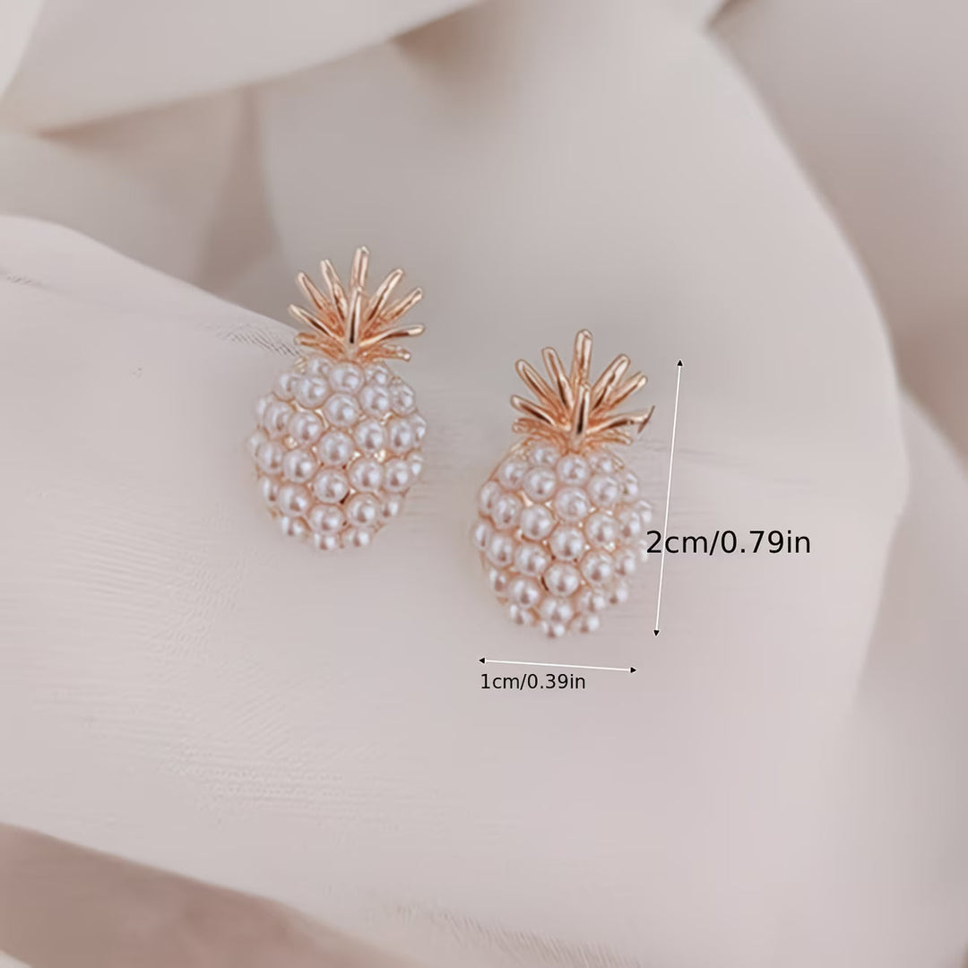 Stylish women's drop earrings featuring lustrous pearls and a pineapple design, ideal unique gift for her.