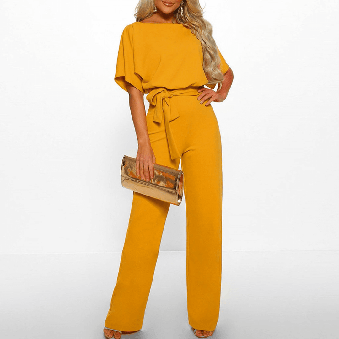 Women's Wide Leg Belted Jumpsuit