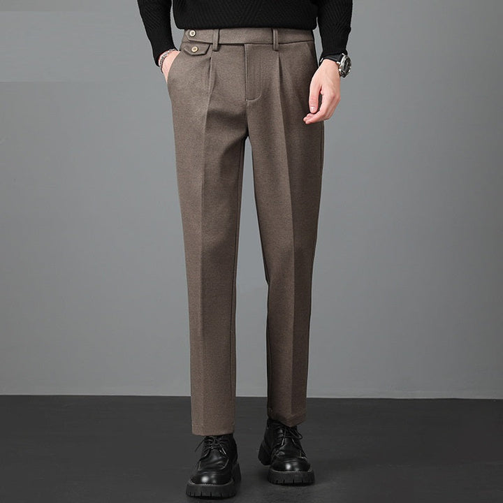 Men's black tailored slim fit dress pants for modern office wear & special occasions. Formal & smart casual.