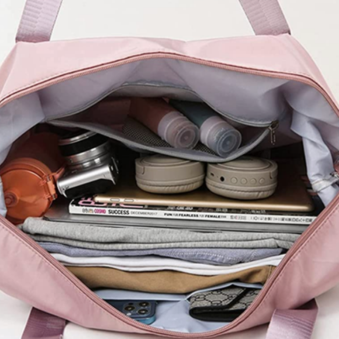 Lightweight women's folding travel bag, ultimate portability, stylish compact tote for daily use.