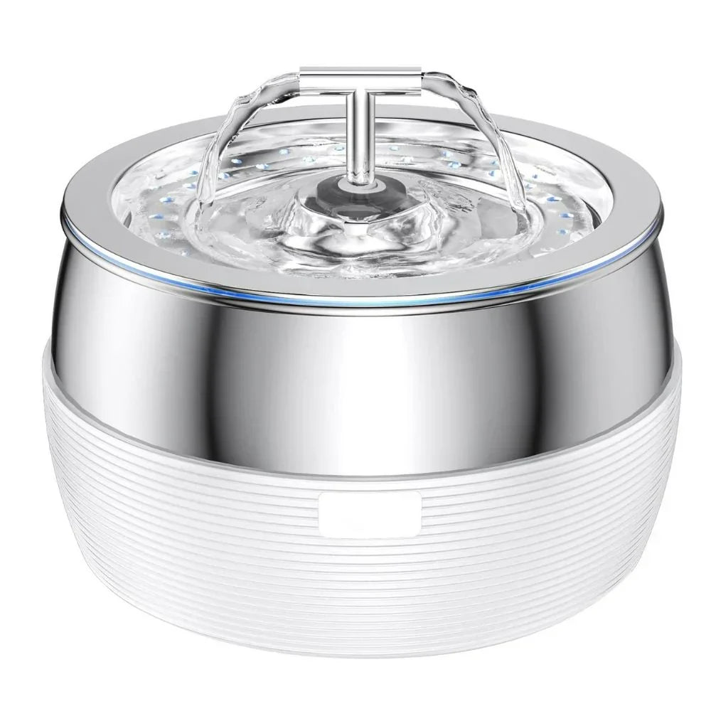 Healthy hydration with a stainless steel pet water fountain, ideal for dogs & cats. Easy to clean.