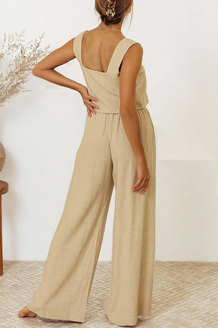 Women's Sleeveless Crop Top and Pants Set