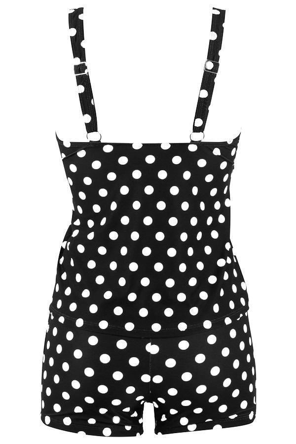 Relax in style with this women's polka dot tankini set, a chic two-piece swimwear solution for your next vacation.