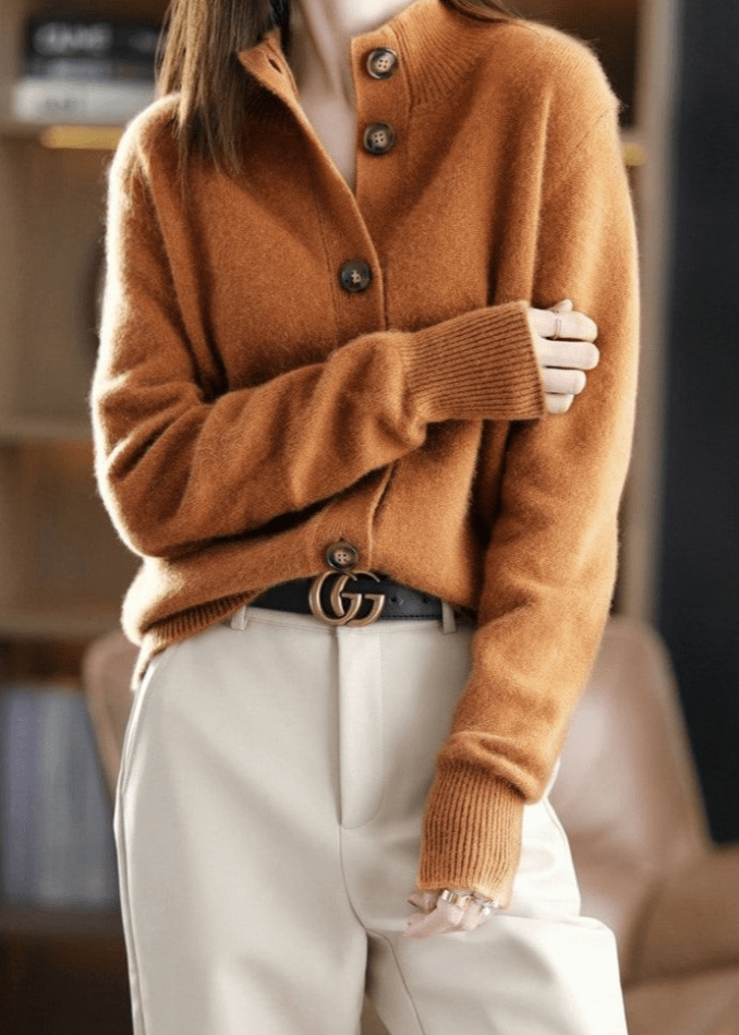 Chic long-sleeve button-up cardigan for women, perfect for layering.