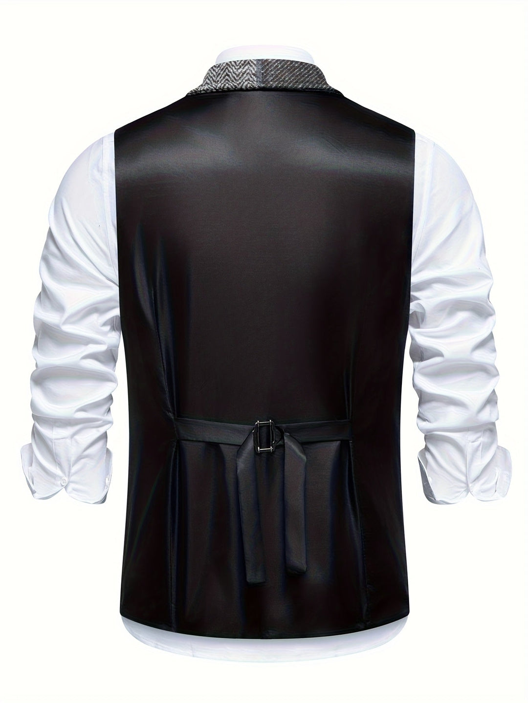 Men's tailored patchwork herringbone waistcoat, ideal for autumn winter layered style and smart casual outfits.