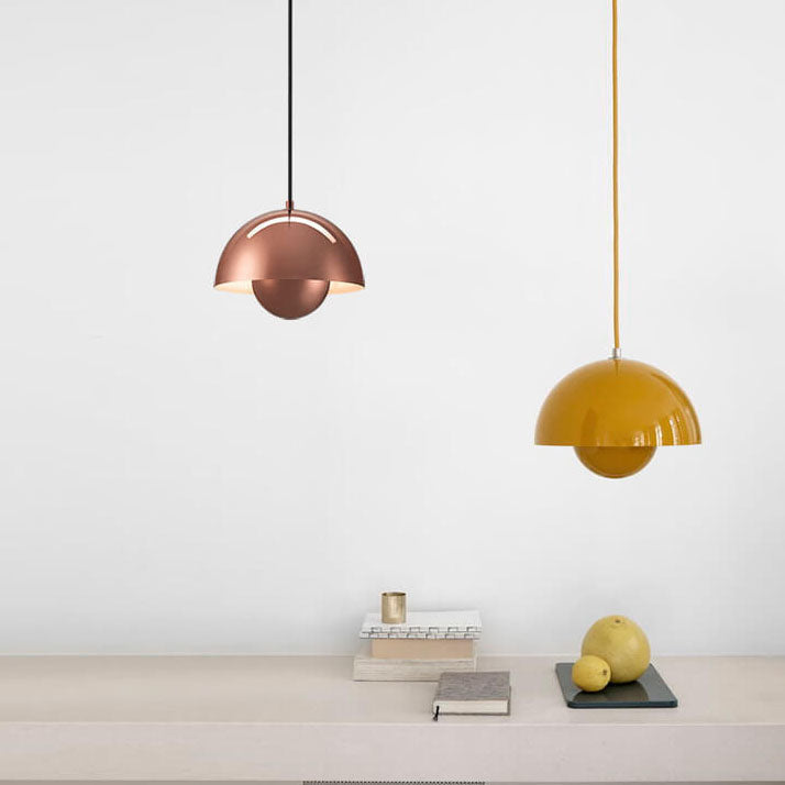Sleek metal Nordic dome light, ideal for minimalist living room lighting.