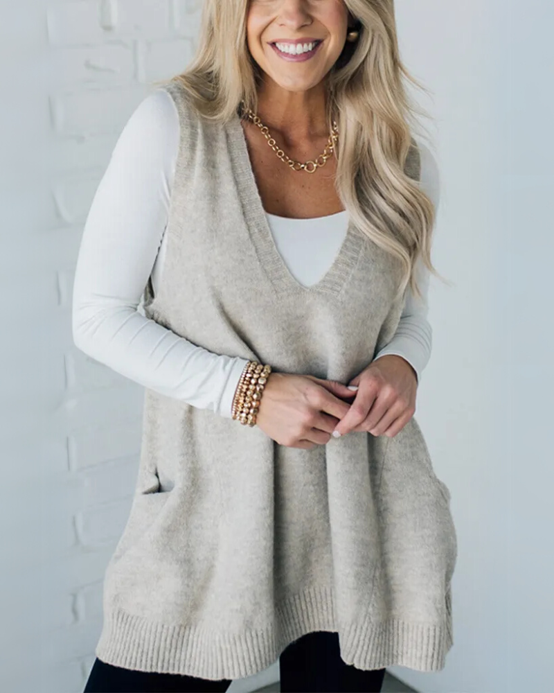 Stylish women's A-line layering vest, designed for a comfortable & elegant fit, ideal for layering.