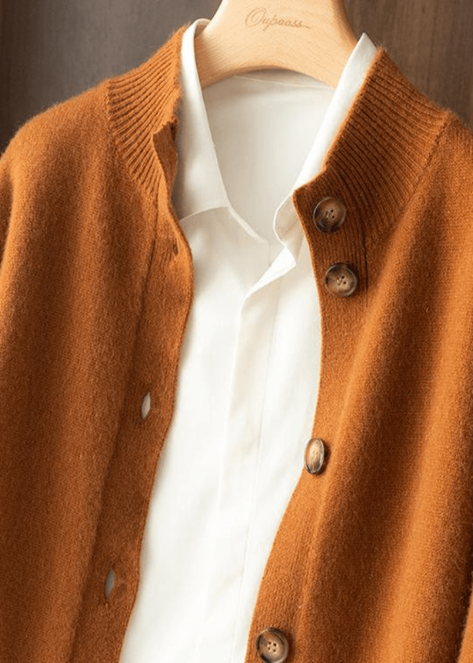 Cozy women's knit button cardigan, ideal for fall and winter fashion.