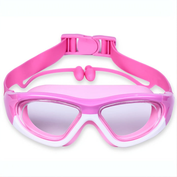 Comfortable kids swim goggles with soft silicone frame for clear water fun.