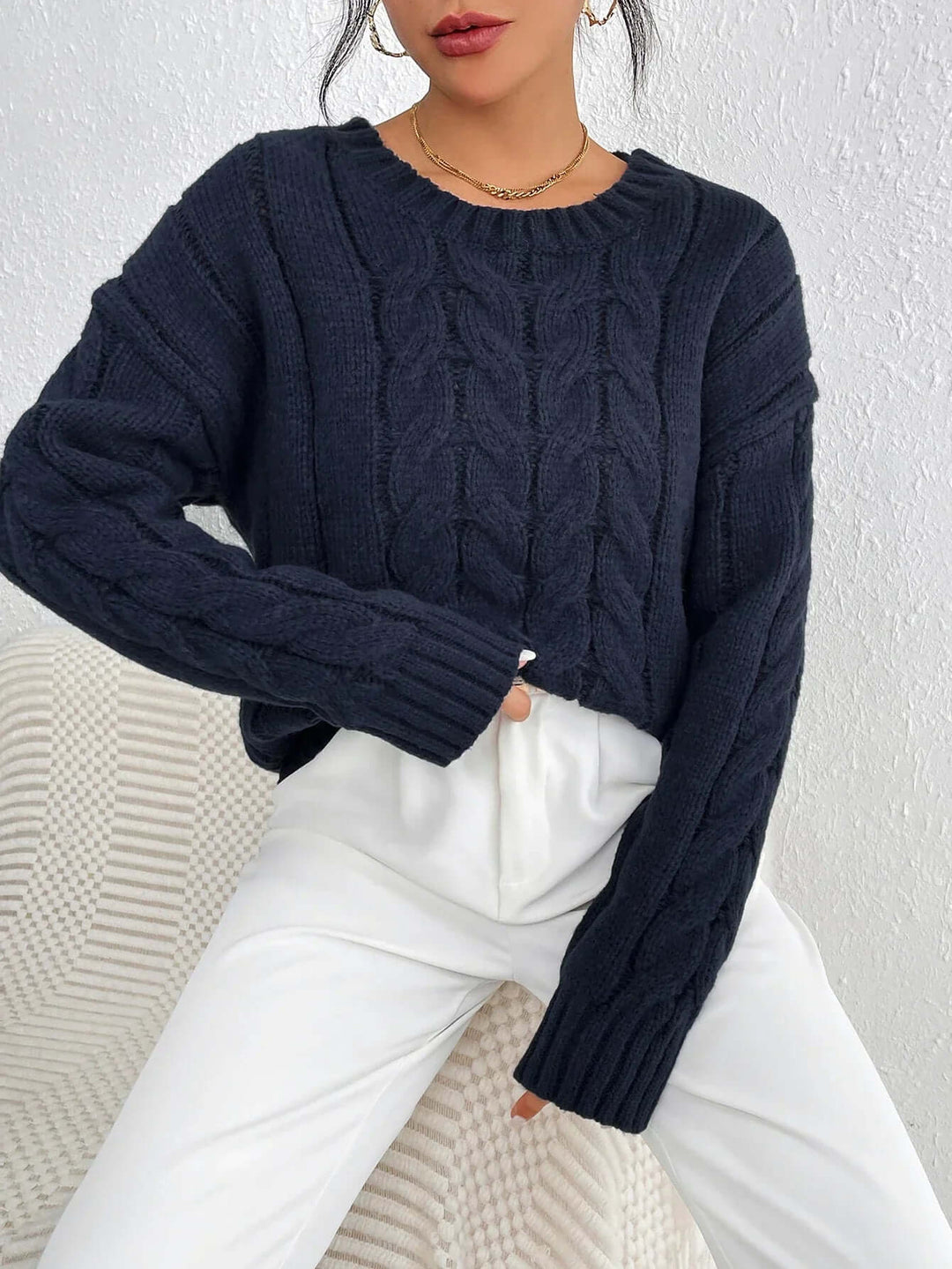 Women's Loose Twisted Knitted Jumper