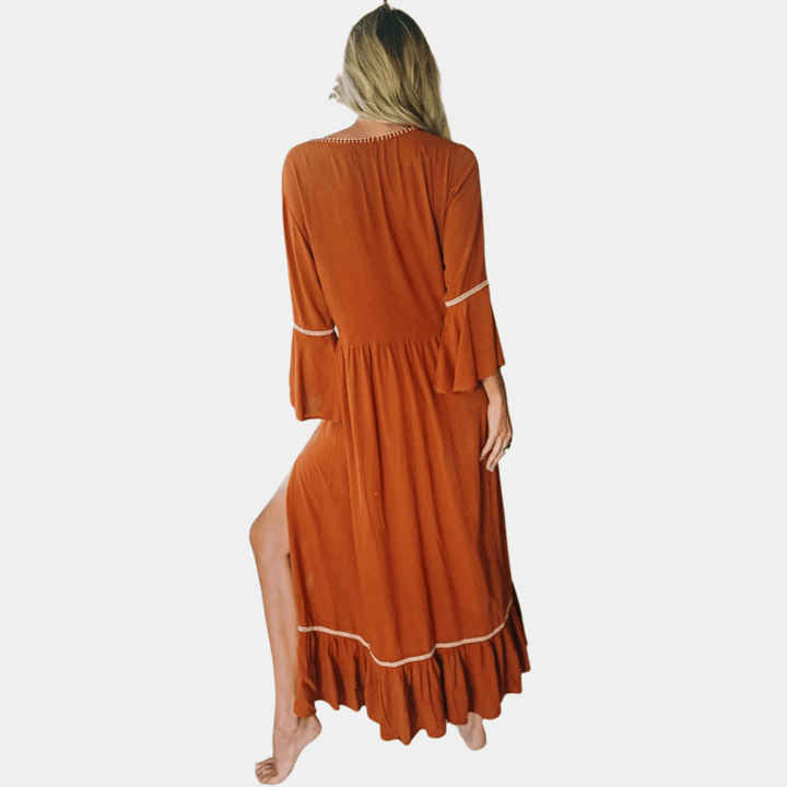 Plunging Neckline Maxi Dress