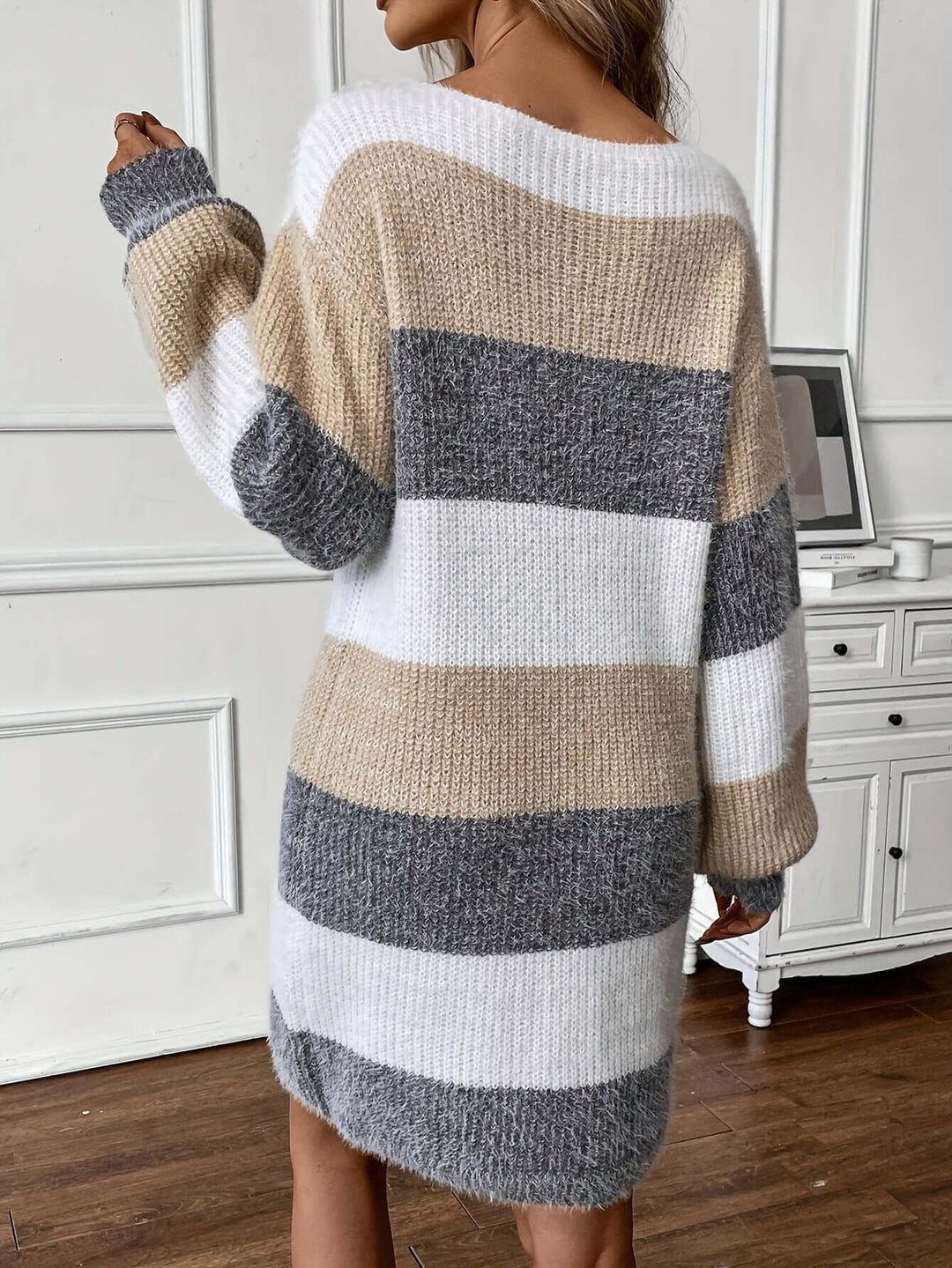 Women's Striped Knitted Sweater Dress