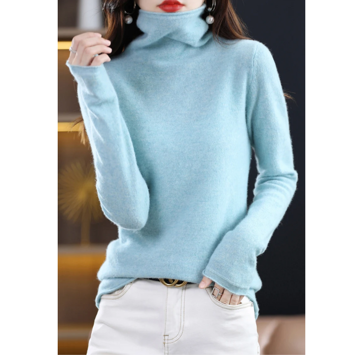 Cozy autumn women's roll neck. Soft sweater, long sleeves, perfect for stylish comfort.