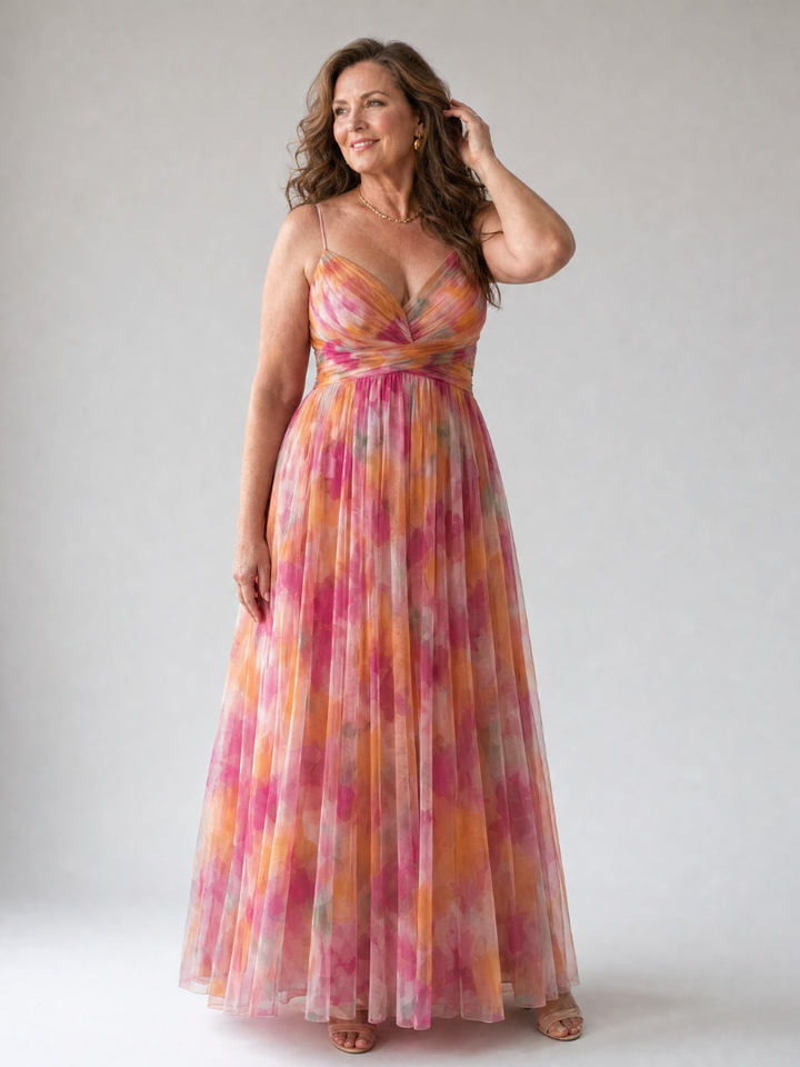 Flowing casual wrap maxi dress, comfortable for women's summer fashion, easy wear.