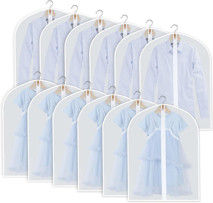 Home storage essential: 24 clear PEVA garment bags in 3 versatile sizes.
